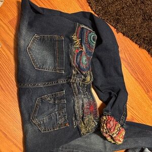 Desigual Dark Denim Jeans with Embroidered Accents